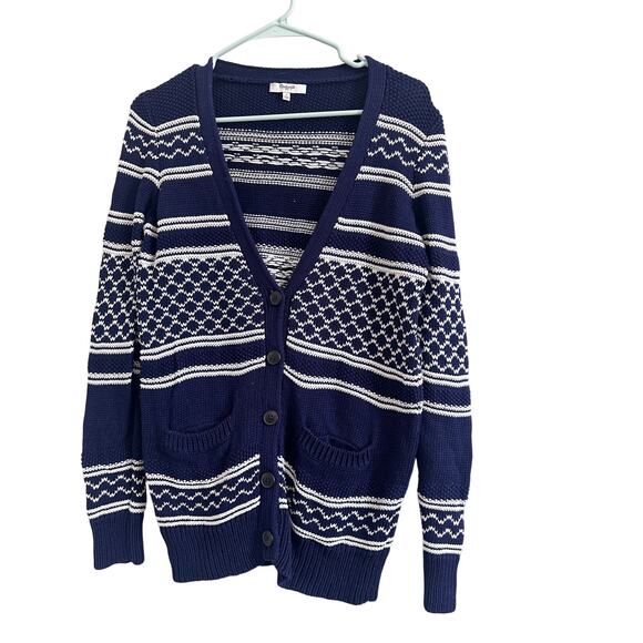 Madewell 100% cotton Striped Knit Cardigan Sweater Size Small - Picture 1 of 4